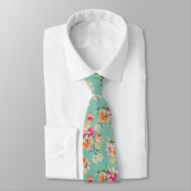 Corbata Estampado de flores brillante del bosquejo (Atado)