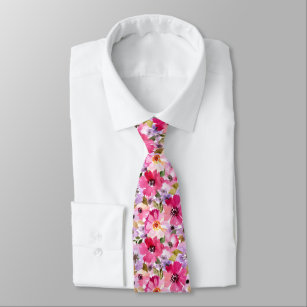 Corbata Estampado de flores de la acuarela del verano