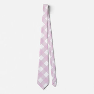 Corbata estampado de gingham a cuadros rosa pastel blanco 