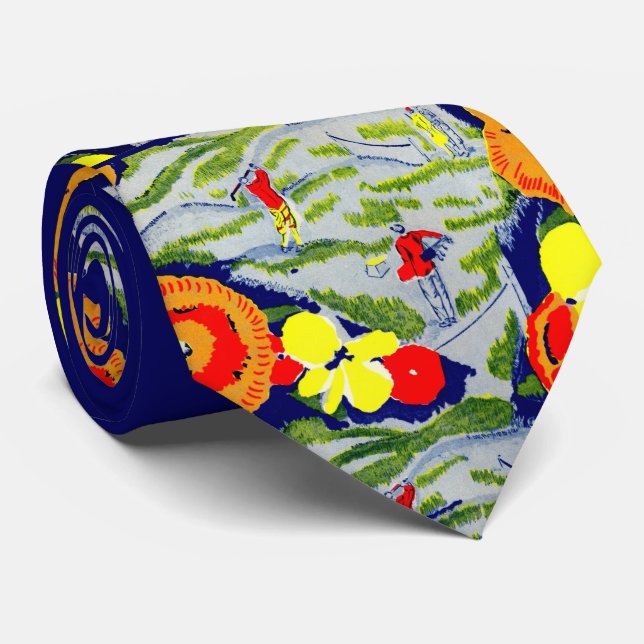 Corbata estampado de golf y flores (Enrollado)