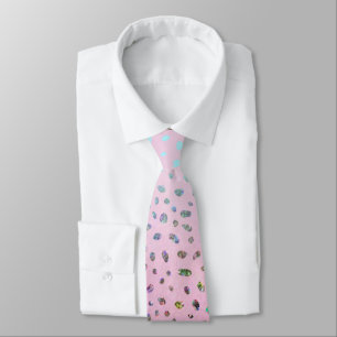 Corbata Estampado de Guepardo Rosa Brillante