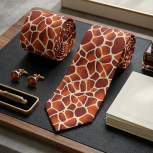 Corbata Estampado de jirafa naranja y marrón Patrón de ani