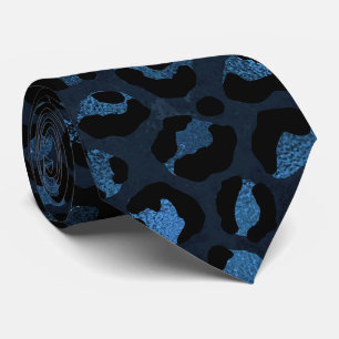 Corbata Estampado de leopardo azul y negro