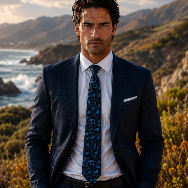 Corbata Estampado de leopardo azul y negro (Subido por el creador)