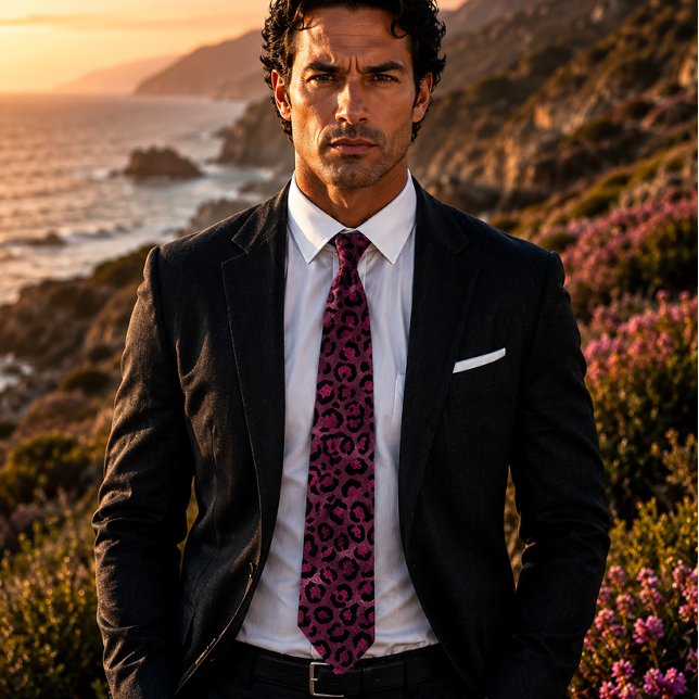 Corbata Estampado de leopardo burgundy metálico (Subido por el creador)