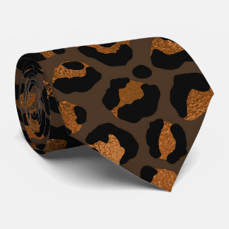 Corbata Estampado de leopardo en bronce y negro