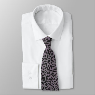 Corbata Estampado de leopardo gris oscuro y carbón apagado