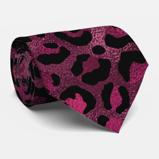 Corbata Estampado de leopardo metálico borgoña