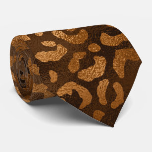Corbata Estampado de leopardo metálico bronce