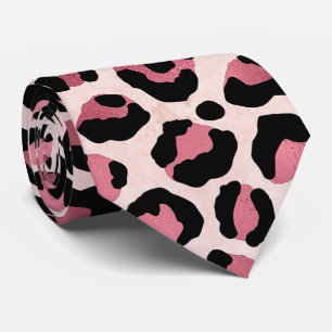 Corbata Estampado de leopardo metálico rosa