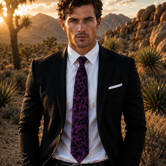 Corbata Estampado de leopardo metálico violeta oscuro (Subido por el creador)