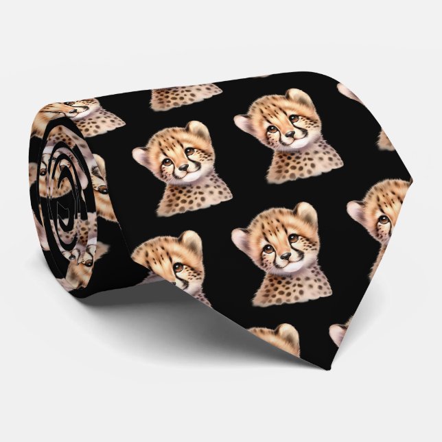 Corbata Estampado de leopardo moderno kawaii bebés guepard (Enrollado)