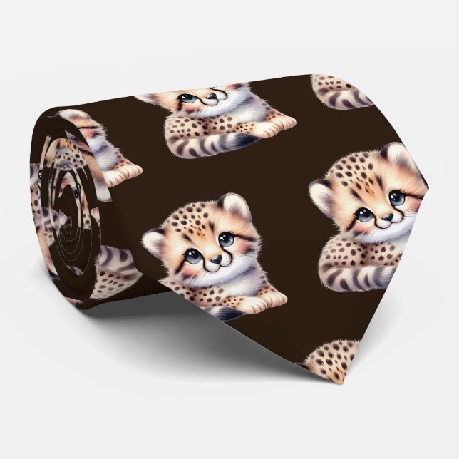 Corbata Estampado de leopardo moderno kawaii cachorros de  (Enrollado)