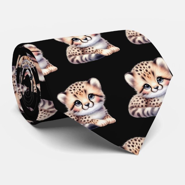 Corbata Estampado de leopardo moderno Kawaii Cachorros de  (Enrollado)