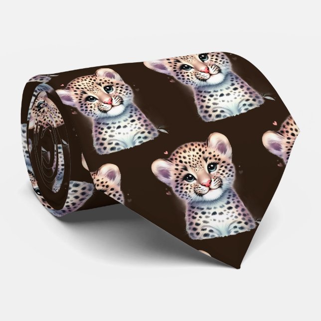 Corbata Estampado de leopardo moderno kawaii cachorros de  (Enrollado)