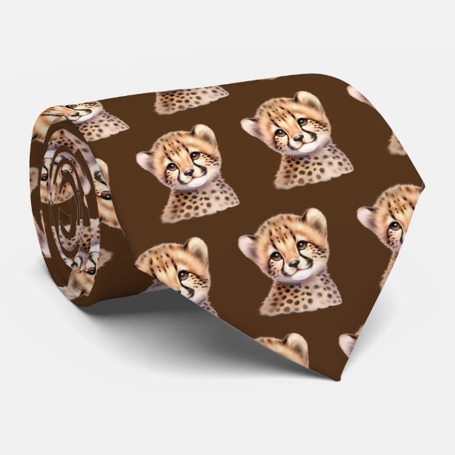 Corbata Estampado de leopardo moderno kawaii cachorros de  (Enrollado)