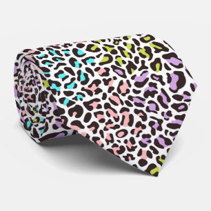 Corbata Estampado de leopardo multicolor sobre blanco