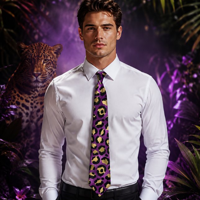 Corbata Estampado de leopardo púrpura y dorado (Subido por el creador)