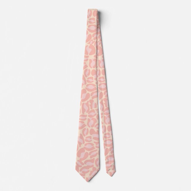 Corbata Estampado de leopardo rosa Kitch para la boda retr (Anverso)