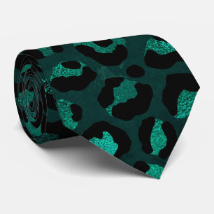 Corbata Estampado de leopardo teal y negro