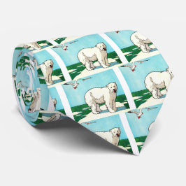 Corbata estampado de oso polar y gaviotas