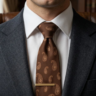 Corbata Estampado de paisley marrón chocolate tonal disper
