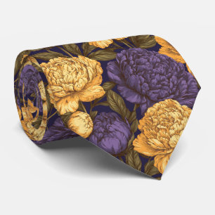 Corbata Estampado de peonías Esposo Boda de verano