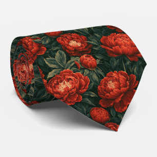 Corbata Estampado de peonías para padrino de boda elegante