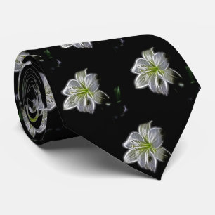 Corbata Estampado de plores del blanco de la belleza