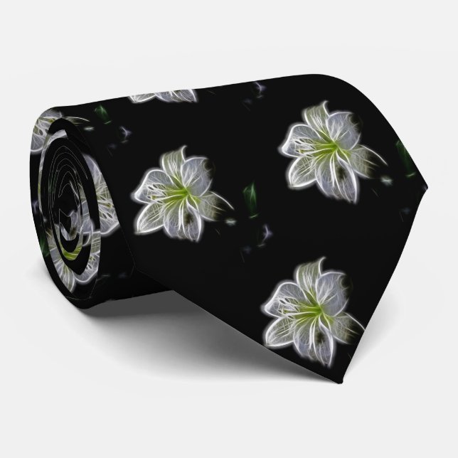 Corbata Estampado de plores del blanco de la belleza (Enrollado)