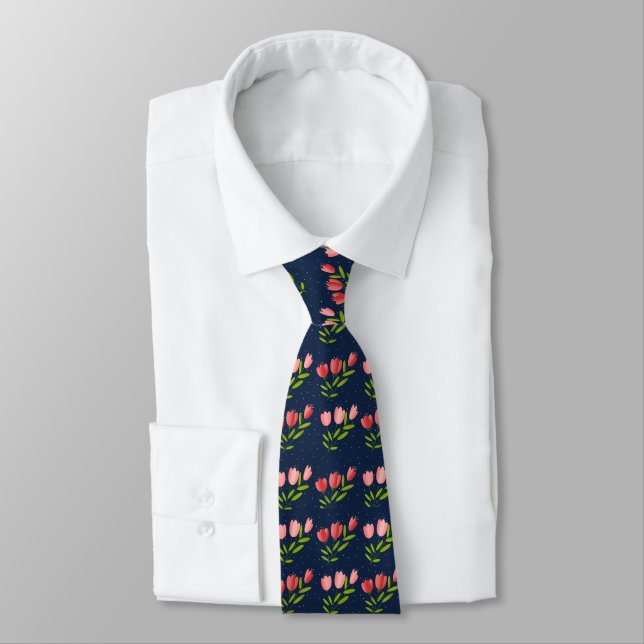 Corbata estampado de tulipanes (Atado)