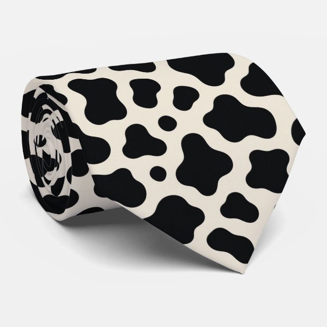 Corbata Estampado de vaca en seda falsa | Granja vaquera o (Enrollado)