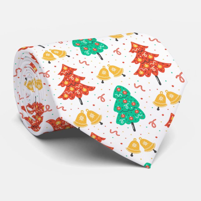 Corbata estampado festivo de árbol de Navidad (Enrollado)