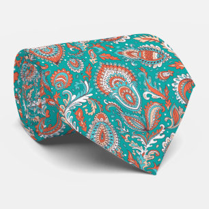 Corbata estampado floral de paisley al estilo indio contin