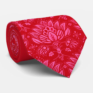 Corbata estampado floral estilizado rosa