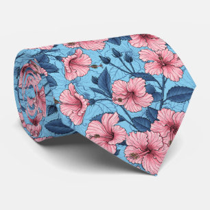 Corbata Estampado floral tropical de hibisco