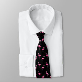 Corbata Estampado moderno tropical de flamenco rosa