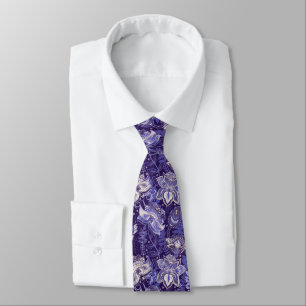 Corbata Estampado Paisley Azul Y Morado