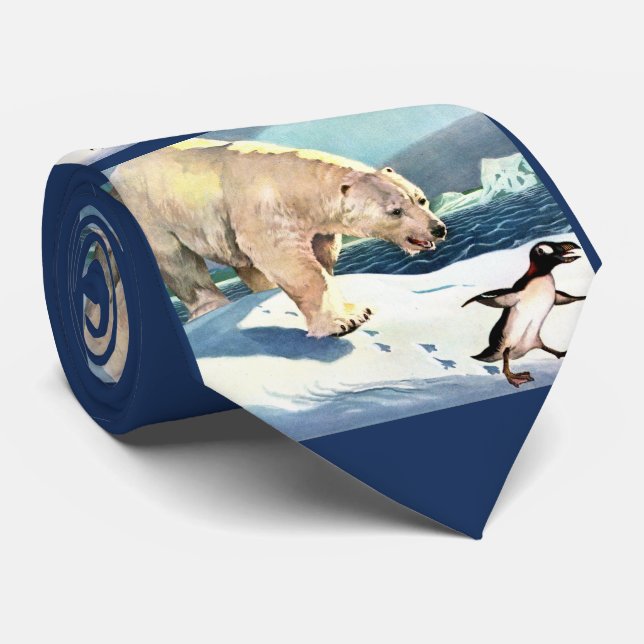 Corbata estampado polar de oso y pingüino (Enrollado)