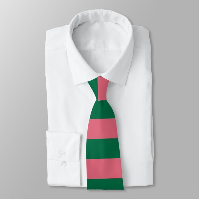 Corbata Estampilla verde rosa rosada (Atado)