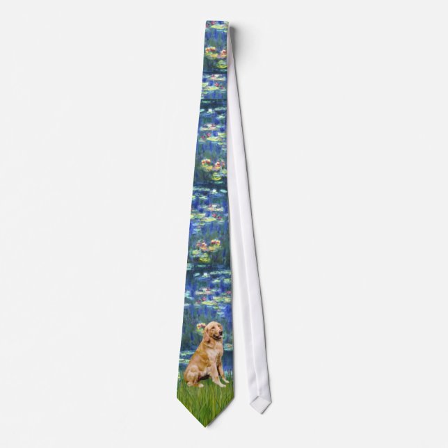 Corbata Estanque de lirios (en azul) - Golden Retriever (Anverso)