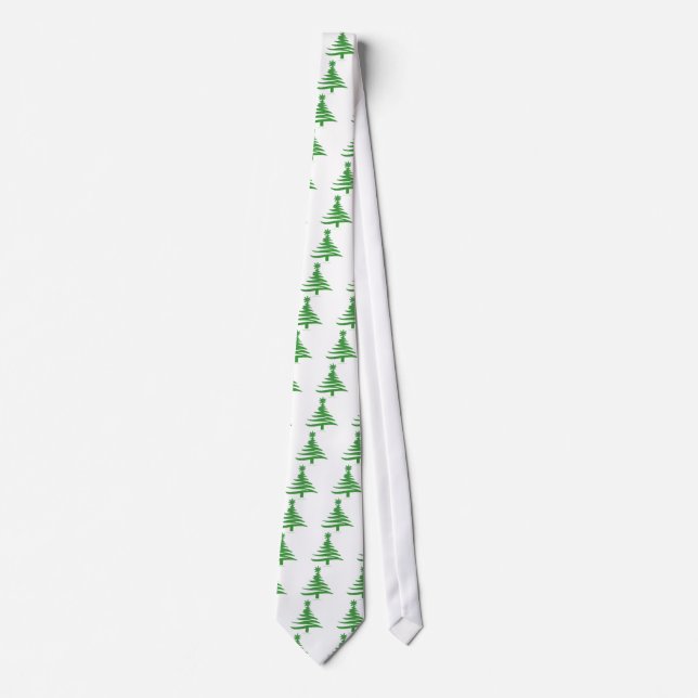 Corbata Esténcil de árbol de navidad verde (Anverso)