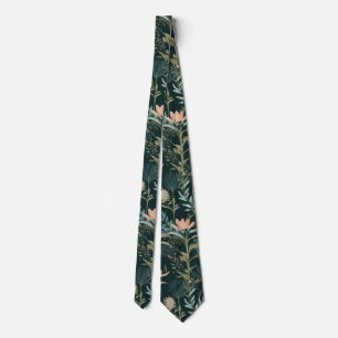 Corbata Estética oscura salvia y floral ilustrativa Pa