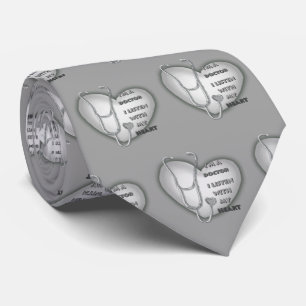Corbata Estetoscopio Gris Corazón Doctor