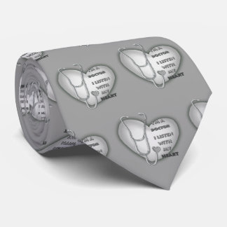 Corbata Estetoscopio Gris Corazón Doctor