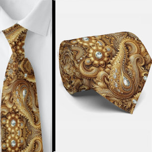 Corbata estilo 3D con diseño de paisley blanco y d