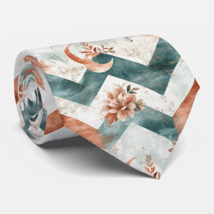 Corbata Estilo Cottagecore Floral Chevron Luna