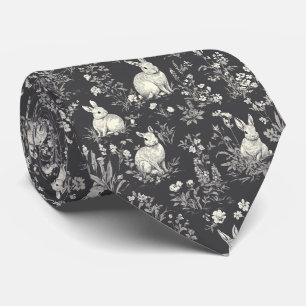 Corbata Estilo de toile botánico de conejo negro rústico