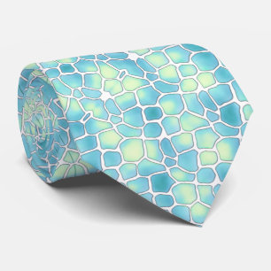 Corbata estilo mosaico turquesa con amarillo