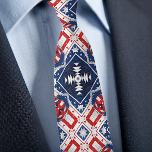 Corbata Estilo Patriótico Rojo Blanco Azul